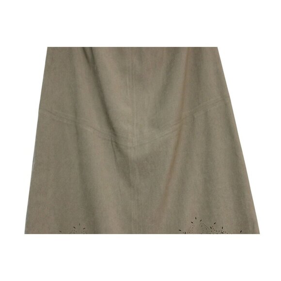 Talbots Maxi Skirt Size 10 Olive Green Perforated Boho Stretch A-Line Festival - Picture 11 of 14